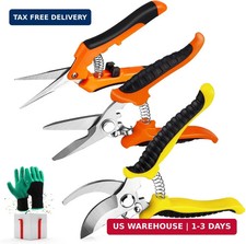 3 Pack Garden Pruning Shears Stainless Steel Blades Handheld Pruners Set with Ga