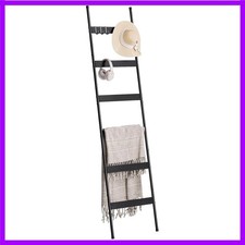 Blanket Ladder, 6-Tier Towel Rack, Wall-Leaning Quilt Holder  Farmhouse Wood...