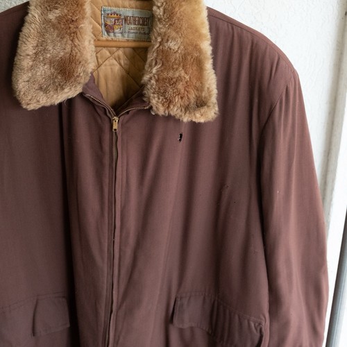 1950’s Weathercrest Gabardine Rockabilly Jacket With Genuine Fur Collar Size XXL - Picture 6 of 24