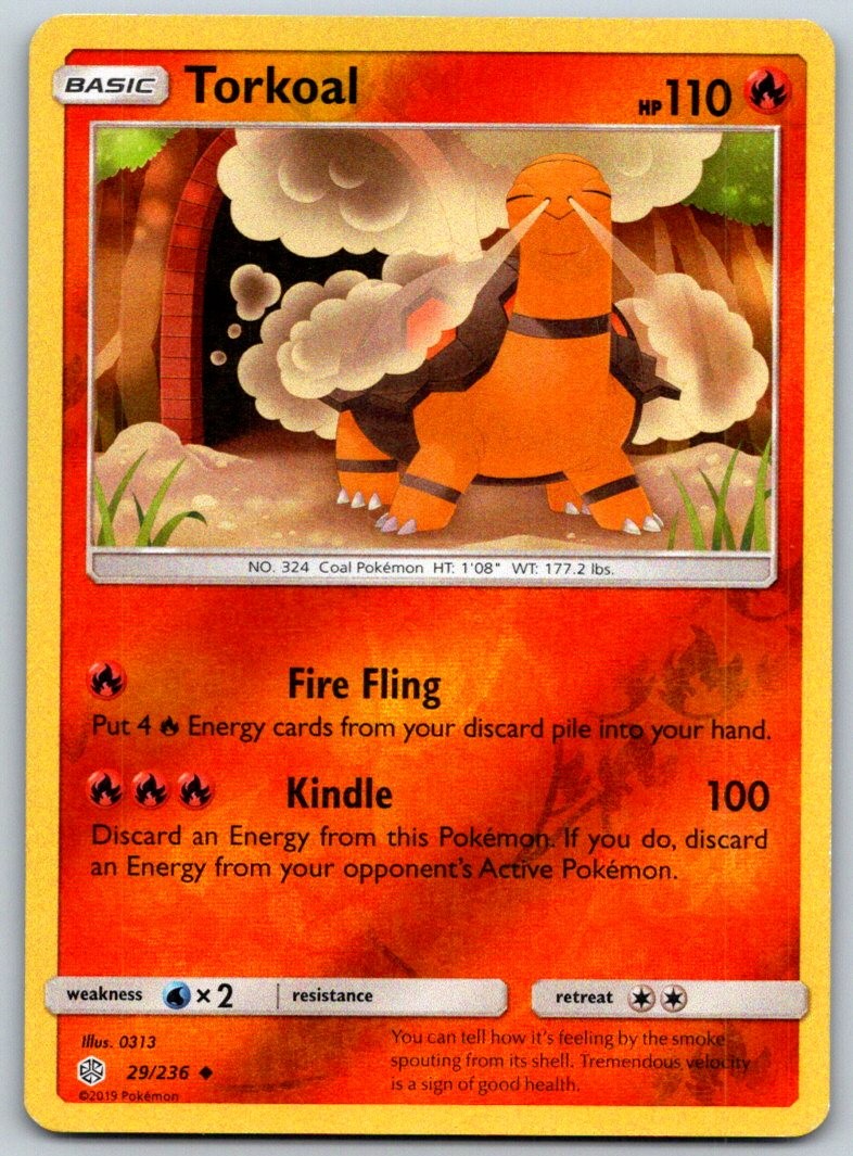 Torkoal 29/236 Uncommon SM - Cosmic Eclipse Reverse Holofoil (Lightly Played)