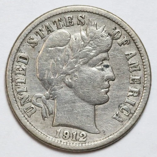 1912-D 10c Barber Silver Dime - RAW - Nice Coin / Detail