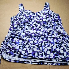 Croft & Barrow Women's 22W Swim Top Tankini Floral Tropical Adjustable Strap 