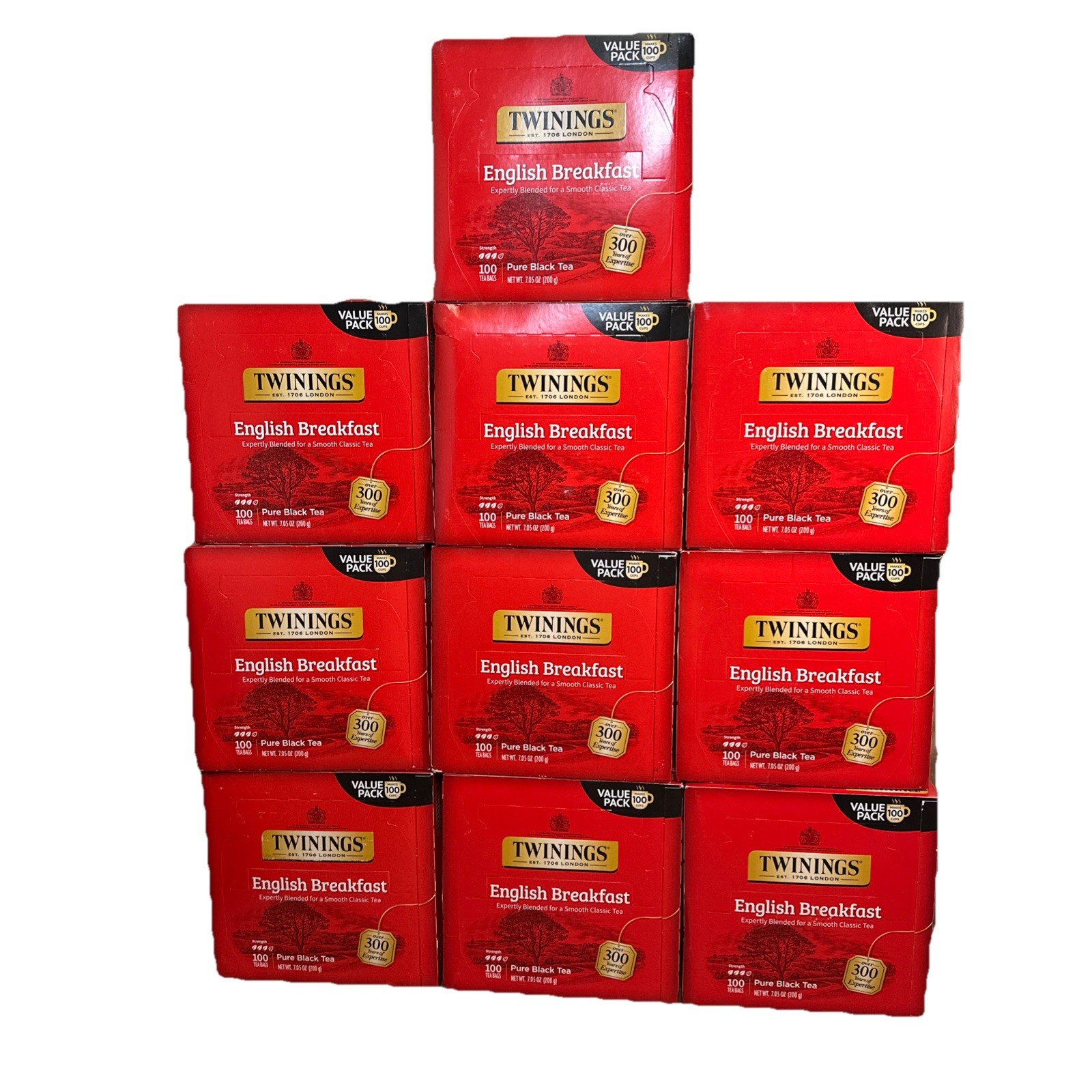 Twinings English Breakfast Black Tea, 100 Individually Wrapped Tea Bags 10 packs