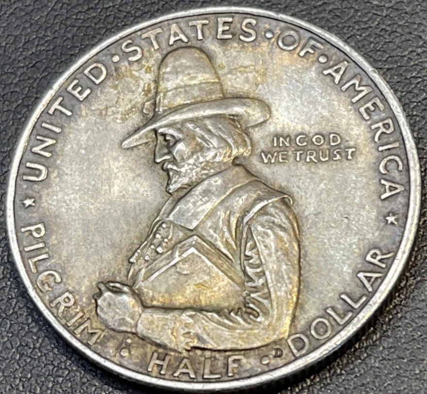 1920 D 50c Pilgrim Tercentenary Mayflower Commemorative Silver Half Dollar - Image 4 of 4