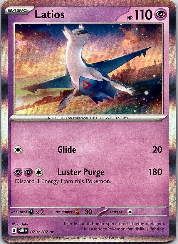 Latios - Paradox Rift (NM) Holo 73/182 Psychic Basic chibi #381