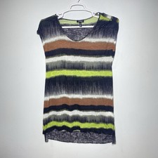 Jones New York Striped Tunic Women's XL Multicolor Hi Low Cap Sleeve Career Top