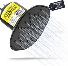Afina High Pressure Filtered Shower Head Advanced Filtration for Hair Skin Black