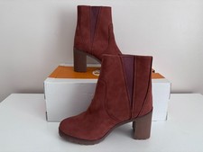 Timberland Allington Ladies Cherry Mahogany Leather Ankle Boots - Size 5