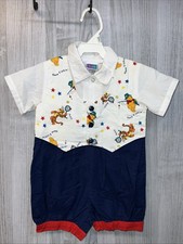 VTG Disney Store NWOT Winnie the Pooh Romper 18M Y2K Fishing Vest One Piece