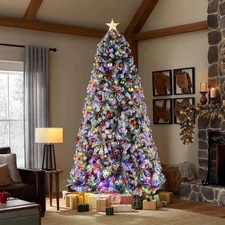 Artificial 9ft Pre-lit Christmas Tree Auto-Spread / Close Up with 900 LED Lights