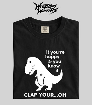 Wrestling Warriors Comfort Colors Dinosaur Clap Your Oh Vintage T-Shirt