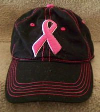Breast Cancer pink ribbon baseball cap hat adjustable strap adult size