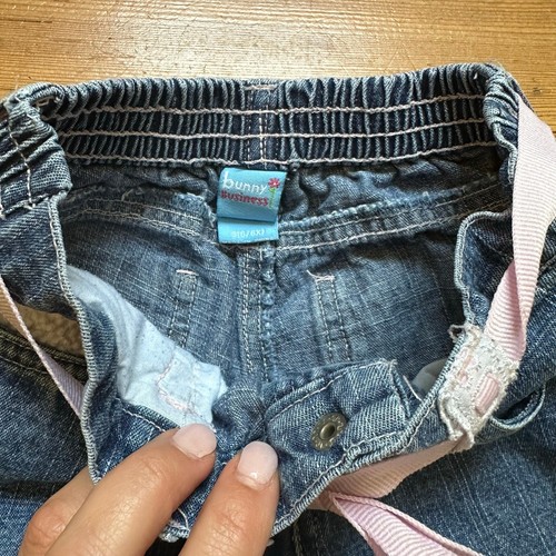 Bunny Business vintage pink lace seersucker medium wash wide leg jeans SIZE 6 - Picture 3 of 4