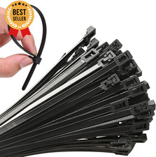 100Pcs 8Inch Heavy Duty Industrial Zip Ties 40Lbs Tensile Strength ReusableBlack