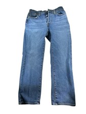 Levis Wedgie Straight Jeans Womens Size 27 L 26 Blue High Rise Button Fly