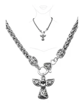 BRIGHTON BEACH Filigree Metal Necklace Tailored Chain Angel
