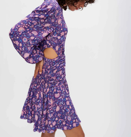 Maje Kleid Lila Gr. 40 Damen Minikleid Kurz Floral Blumenmuster MFPRO02586