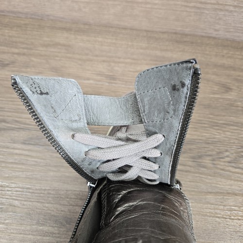 ASH Distressed Pewter Silver Hidden Wedge Ankle Boots Double Zip Size UK 4 EU 37 - Picture 14 of 19