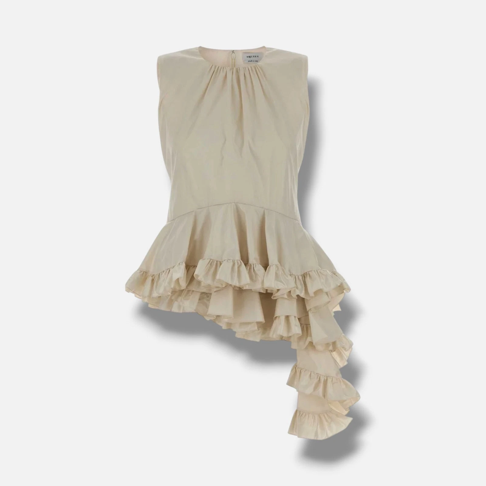 Alexander McQueen — Alexander McQueen Women Ivory Asymmetric Layered Ruffles Blouse Top Size 42