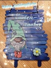 Deko Schild Blumen Garten Blau Wichtel Dots N...