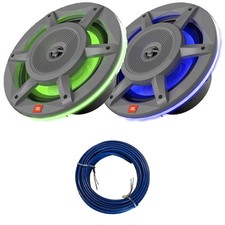 2x JBL JBLMARSPKSD82MGAM 8" 500W Max 3-Way RGB LED Gray Speakers, Speaker Wire