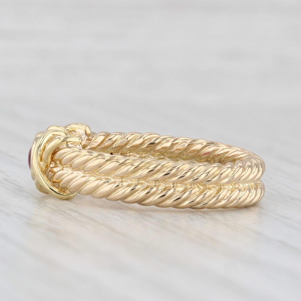 Ruby Cabochon Solitaire Ruby Double Rope Band Rin… - image 3