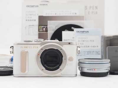 Olympus Pen E-PL8 16.1MP White 14-42 EZ Lens 3704 Shots w/ Box [Near Mint]#Z6241