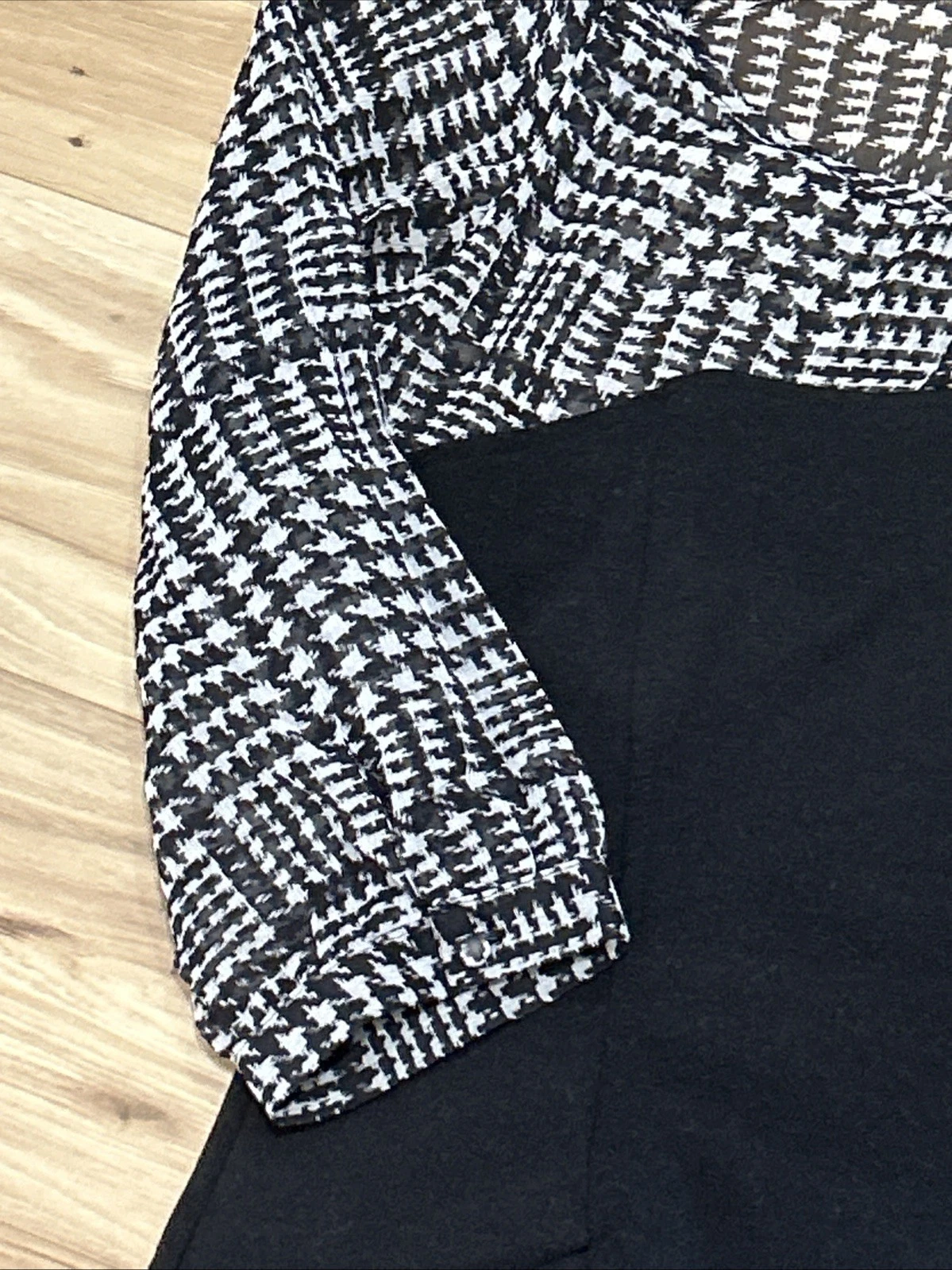 VETEMENTS Abito a tubino nero in maglia New York & Co taglia 12 semi velato giogo manica corta us intime ottimeioni