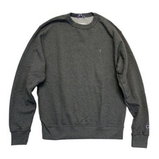 Champion Men  s Medium Gray Crewneck Sweatshirt Embroidered Logo