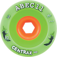 ABEC11 CENTRAX HD 83mm 74a LIME/ORG WHEELS SET of 4
