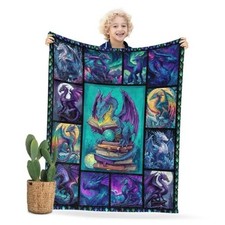 Dragon Blanket Gifts for Boys Girls Adults, Dragon Reading Book 60"x50" Dragons
