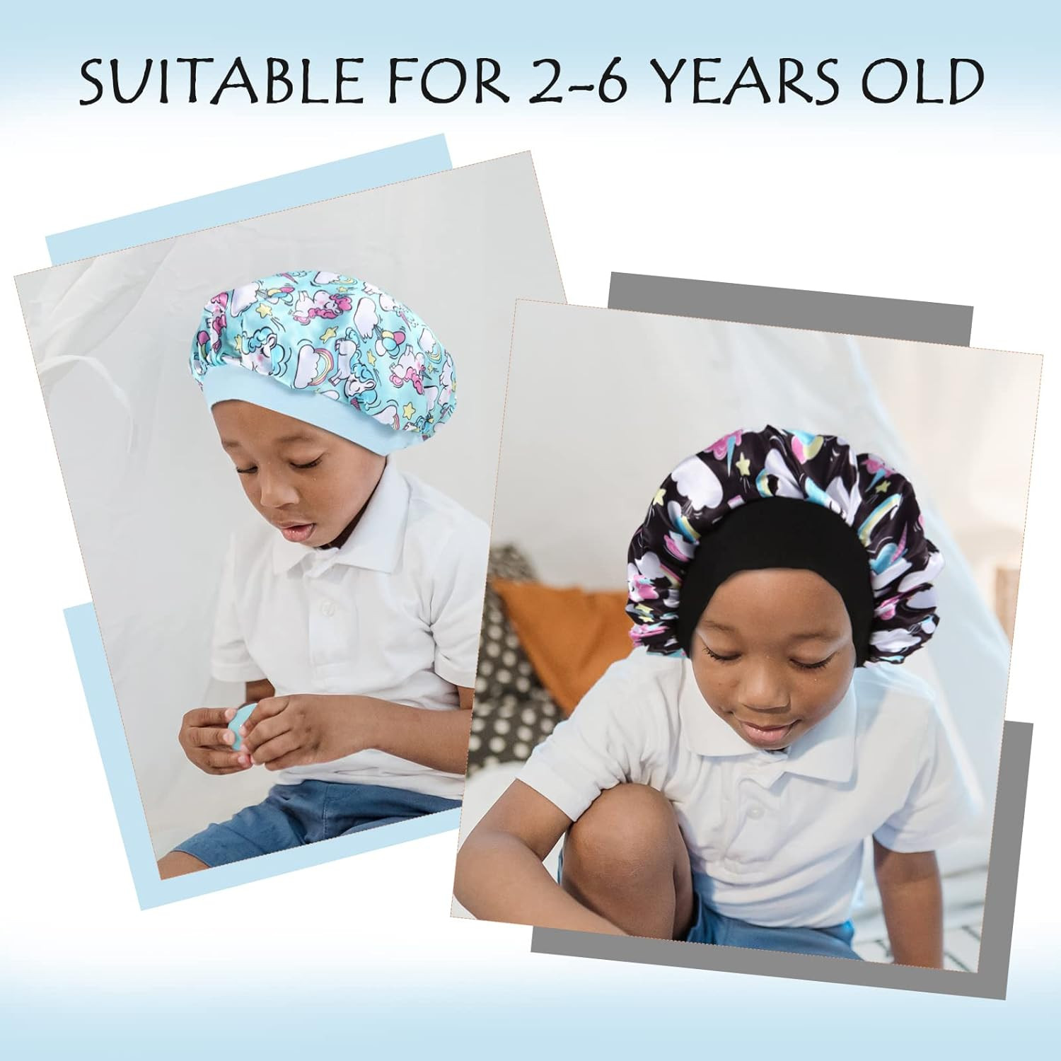 4 Pcs Silk Bonnet for Sleeping Kids Bonnets for Girls Baby Satin Sleep Cap Hair 