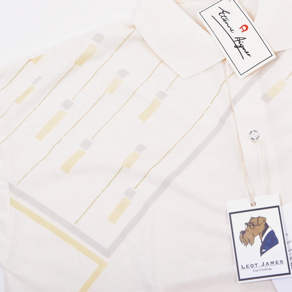 NEU ETIENNE AIGNER Poloshirt Gr L ca 57cm NOS Old Stock Retro 80-90er Cremeweiß - Bild 3 von 4