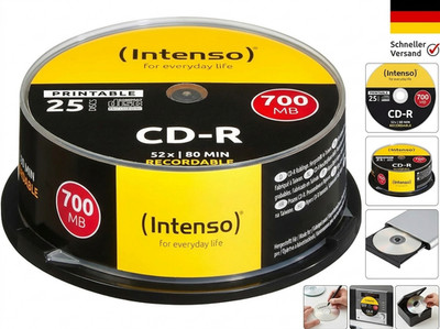 Intenso 1801124 CD-R Rohlinge 700MB 52x 25er Spindel Cakebox kratzfest bedruckba