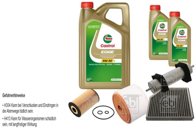 FEBI Inspektionspaket 7L Castrol EDGE Titanium FST 5W-30 LL für Audi A6 Avant