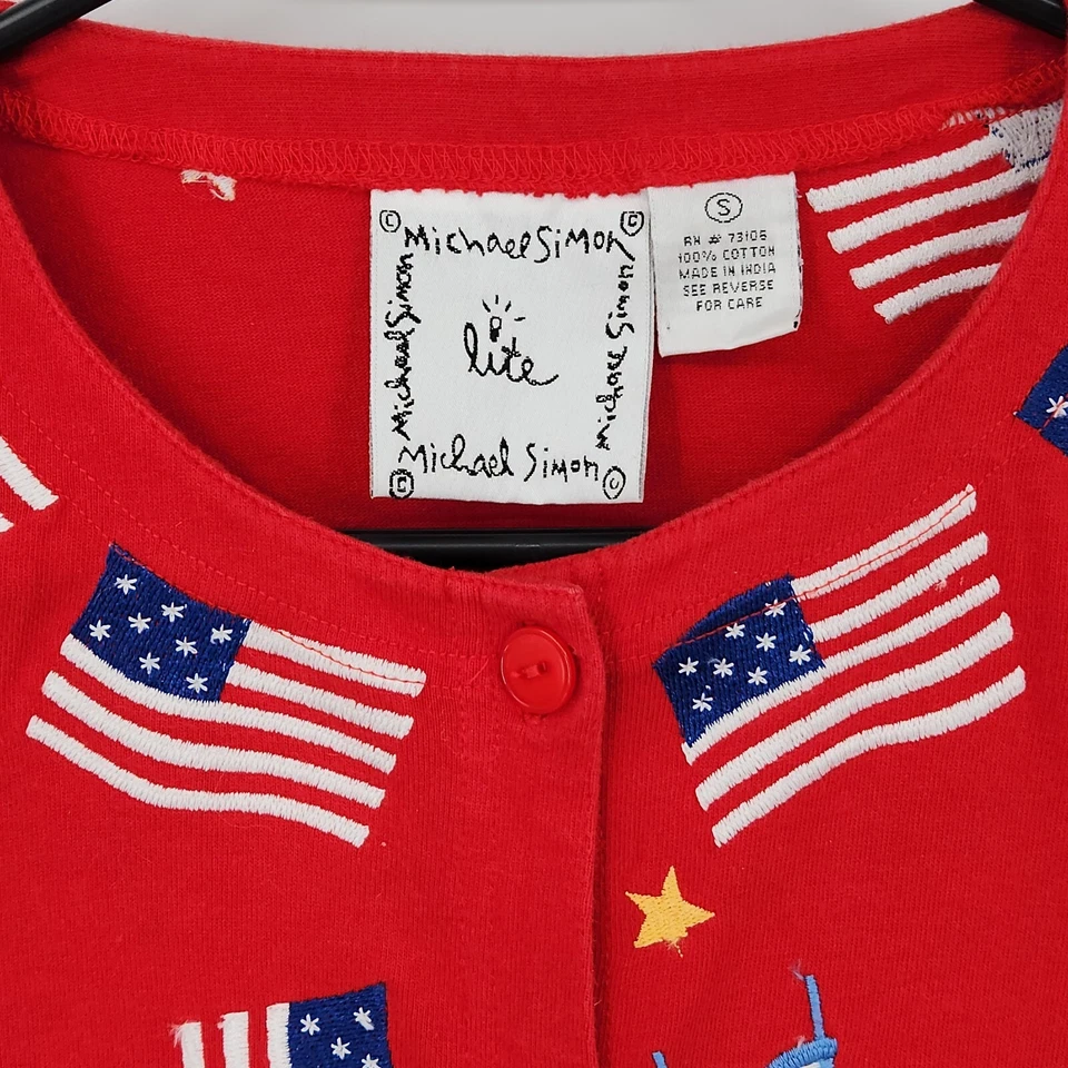 Michael Simon Lite Rojo Bandera de Estados Unidos Trajes de Baño Cárdigan Mujer Pequeño  Foto 3 de 4