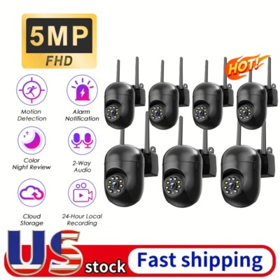 7PCS 5MP PTZ WIFI Security Camera Wireless Home Outdoor Smart Two-Way Audio