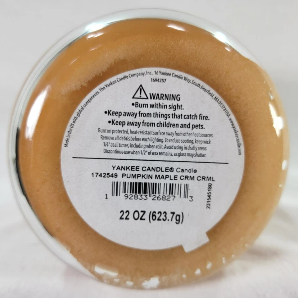 Yankee Candle PUMPKIN MAPLE CREME CARAMEL Large Jar 22 Oz Housewarmer New Wax - Image 3 of 4