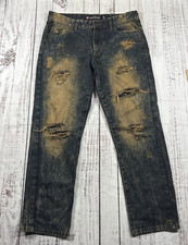 SOUTHPOLE JEANS MEN'S SIZE 32X30 27 1/2 DISTRESSED STRAIGH LEG DENIM