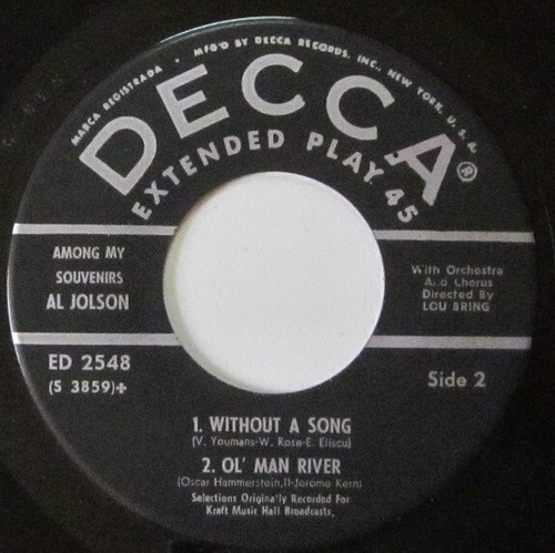 AL JOLSON - Among My Souvenirs 7" 45 RPM EP - Decca ED2548 (195x) NM/M- / VG+ - Picture 5 of 6