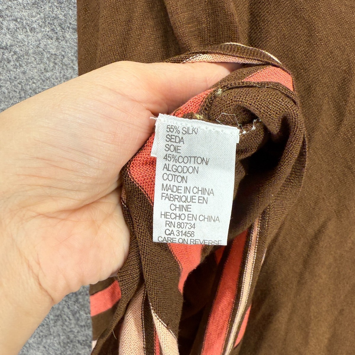 New BCBGMaxazria Cape Women One Size Brown Striped Silk Knit