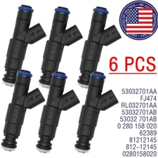 6 PCS Fuel Injectors 0280158020 For Jeep Liberty Dodge Nitro Dakota 3.7L V6 GAS