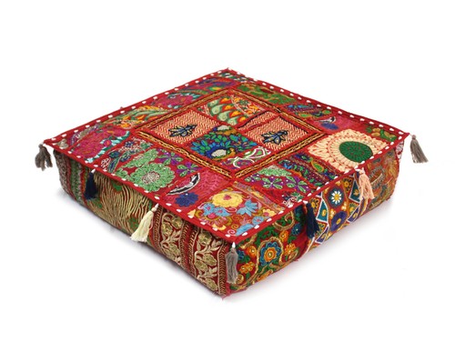 Red Patchwork Pillows Cover Embroidery Handmade Cotton Large Cushion Covers - Picture 3 of 6