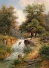Wall Art HD Print River landscape Oil painting Picture Printed on canvas L931