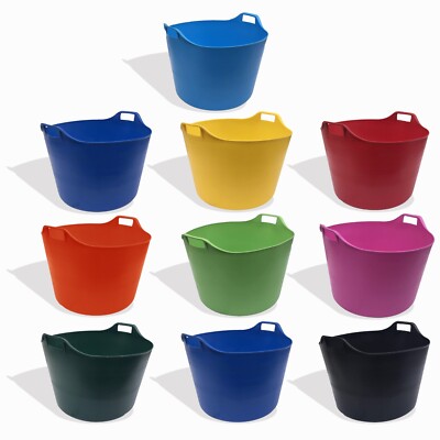 2 x extra großer 75L Flexi Trug Kunststoff verschiedene Farben Futter Aufbewahrung Arbeitskübel