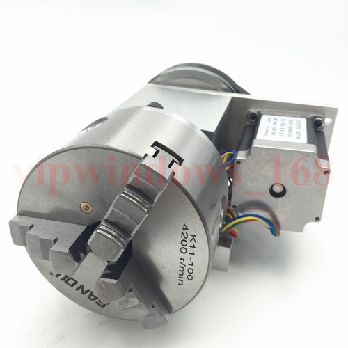 4th Rotary Axis Hollow Shaft 3Jaw 100mm Chuck 6:1 Rotational Axis fr CNC Router - Picture 9 of 12