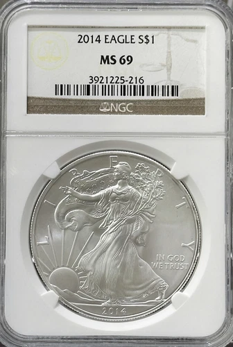 +2014  $1 NGC  MS 69 AMERICAN SILVER EAGLE - #290