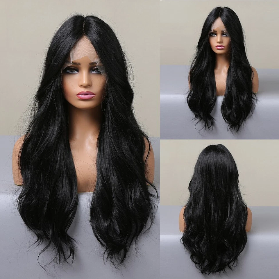 Long Wave Synthetic Lace Wigs for Women Brown to Blonde Colored Highlight Hair - Image 4 of 4