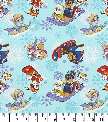 1/4 Yard Fat Quarter Paw Patrol Cotton Fabric Sleds