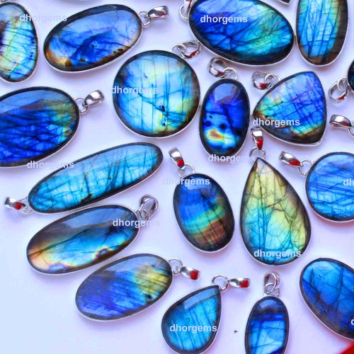 10pcs labradorite 92.5 silver plated pendant gemstone cabochon wholesale price - Picture 7 of 12